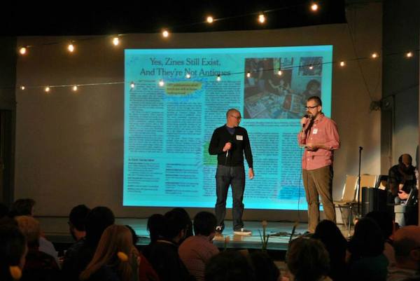 Williams (left) and Luther (right) pitch SIP at the 2013 Salt City DISHES event. Photo by Allison Gates.